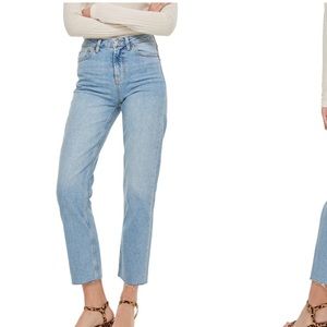Topshop Raw Hem Straight Leg Jeans Petite (fit 27)